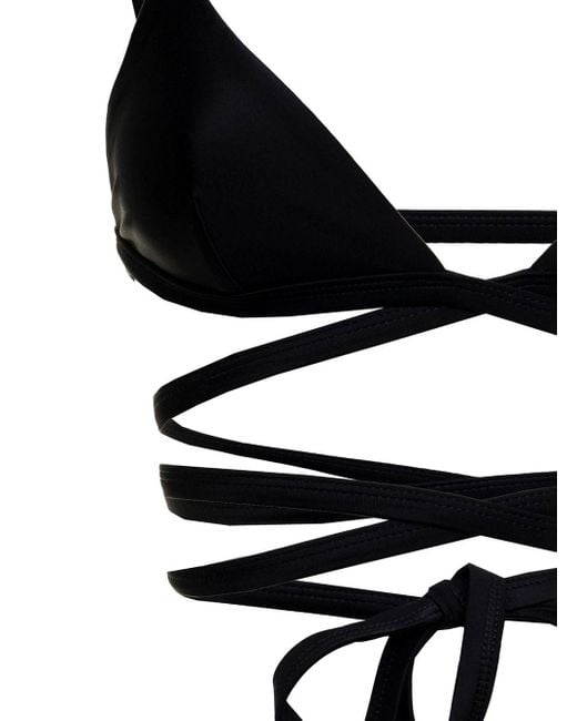 Matteau Black Nylon Bikini Top With Crossed Laces