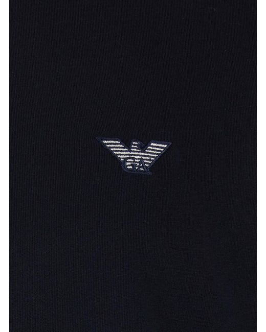 Emporio Armani Black T-Shirt With Logo Embroidery for men