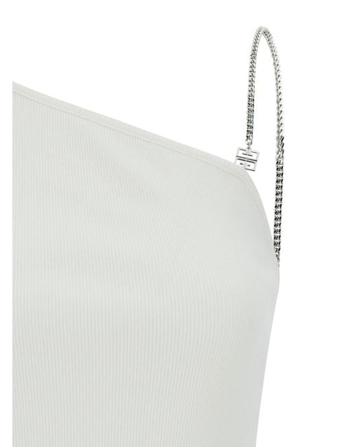 Givenchy White One-Shoulder Top With 4G Chain