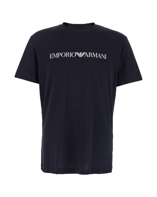 Emporio Armani Blue Crew Neck T-Shirt for men