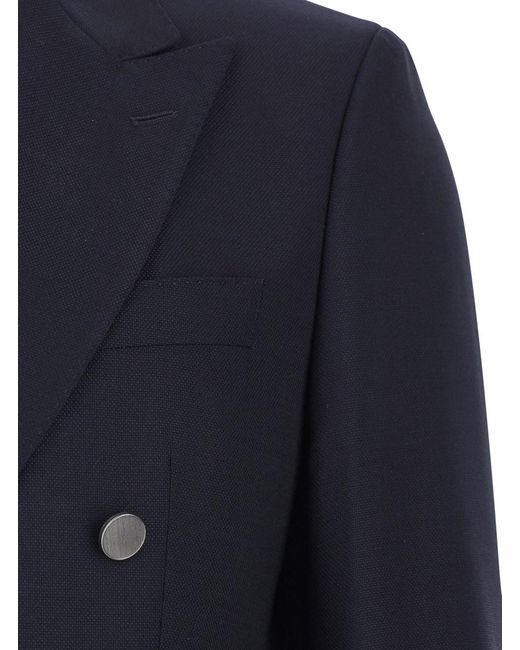 Boss Blue 'Huston' Double-Breated Jacket With Peak Revers And Rear Single Vent for men