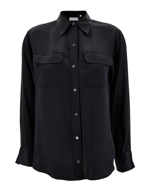 Equipment Black 'Signature' Shirt With Two Patch Pockets