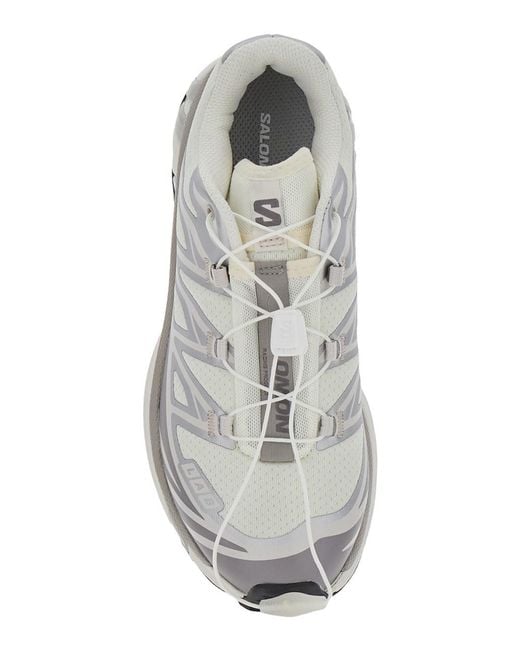 Salomon White Xt 6 With Rubber Sole And Tech Fabric Upper