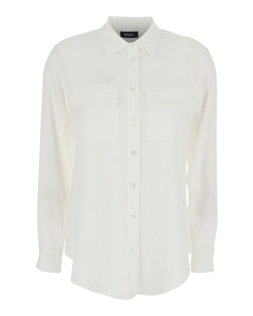 Le Plain White Shirt With Applied Pockets On The Front