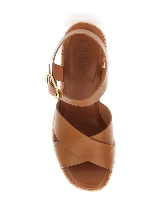 Chloé Brown Chloé Wedges With Embroidered Logo On The Heel