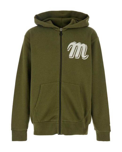 Moncler Genius Green Sweatshirt With Monogram Embroidery On The Front And Logo Patch On The Sleeve for men