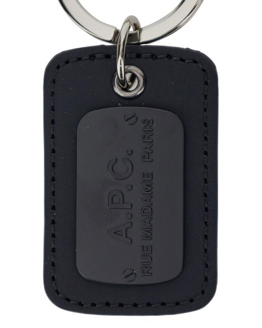A.P.C. Blue Key Ring With Engraved Logo for men