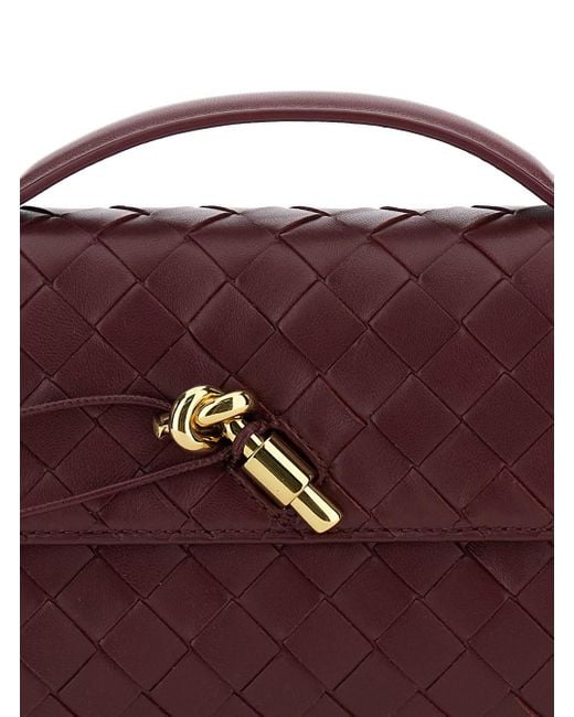 Bottega Veneta Purple 'Andiamo' Clutch With Handle And Intreccio Mot