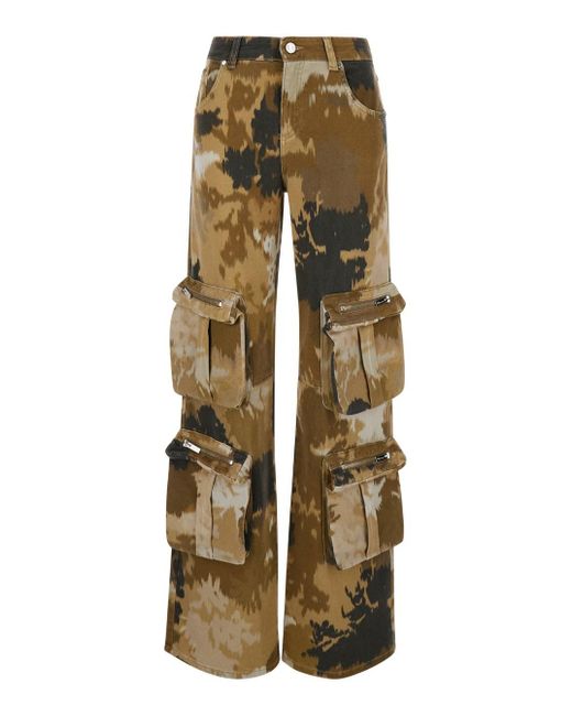 Blumarine Natural Camouflage Print Cargo Trousers