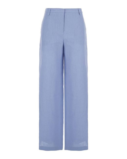 Le Plain Blue Light- Linen Trousers With Wide Leg