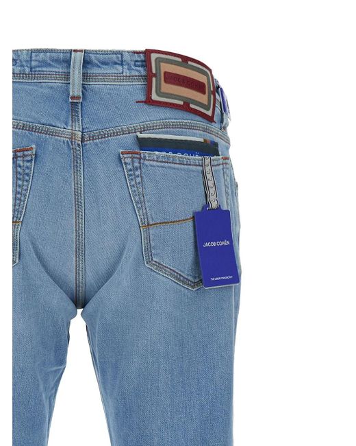 Jacob Cohen Light Blue Slim Jeans In Cotton Man for men