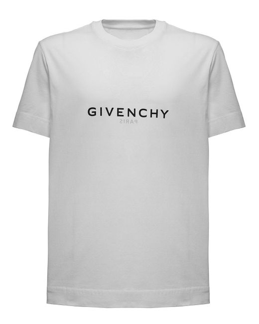 Givenchy Gray Man's Cotton T-shirt With Logo Print for men