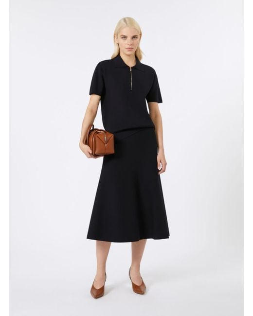 Max Mara Blue Flared Skirt With Elastic Waist