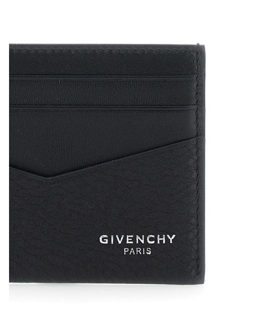 Givenchy Black Card Holder With V Detail And Logo Lettering On The Front for men