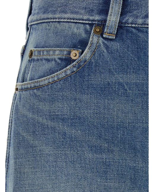Jeans A Cinque Tashce '70's' Con Design A Gamba Svasata di Saint Laurent in Blue