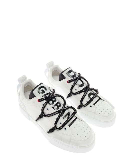 Dolce & Gabbana White Portofino Leather And Patent Sneakers for men
