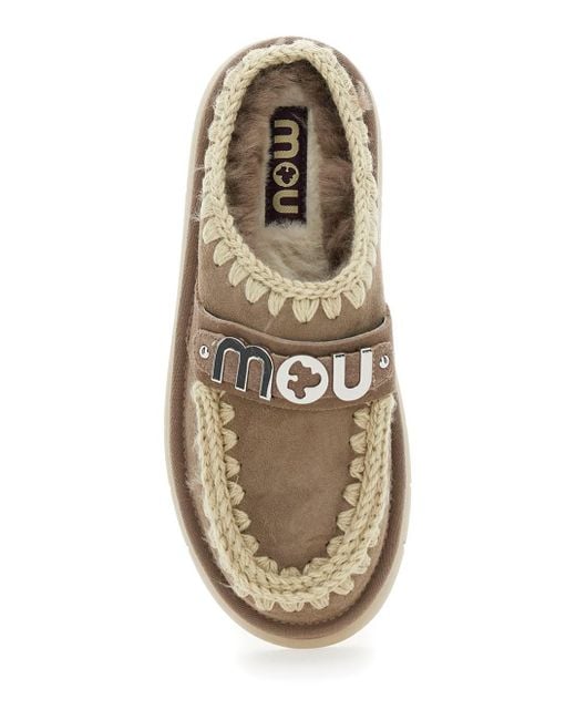 Mou Brown 'Bounce' Mules With Logo Lettering And Open Rear