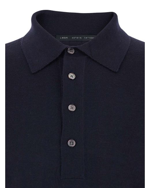 Low Brand Blue Sweater With Polo Shirt Style Collar And Long Sleeves I for men
