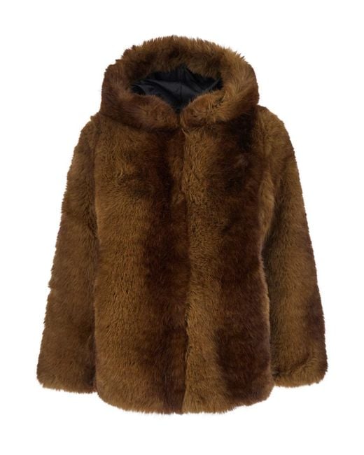 Apparis Brown Fur Coat With Fixed Hood