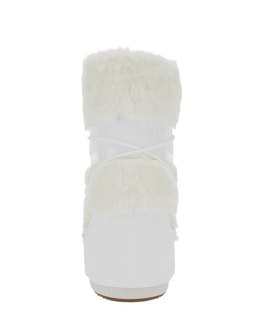Moon Boot White Icon Faux Fur Boots With Synthetic Fur And Rubber Sol