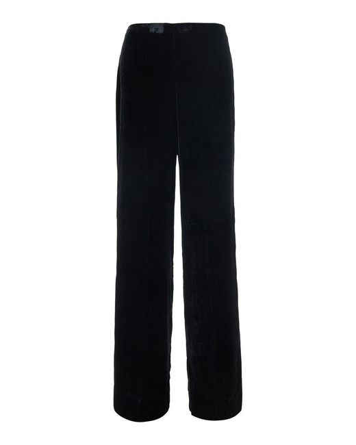 P.A.R.O.S.H. Black Oversized Velvet Pants With Viscose And Silk For Wo