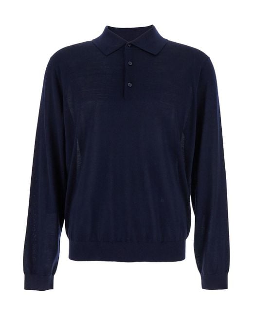 sunflower Blue Polo Shirt With Classic Collar And Ribbed Trims for men