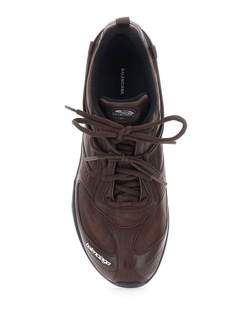 Balenciaga Brown 'Radar' Low Top Sneakers With Logo Patch On The Tongu for men
