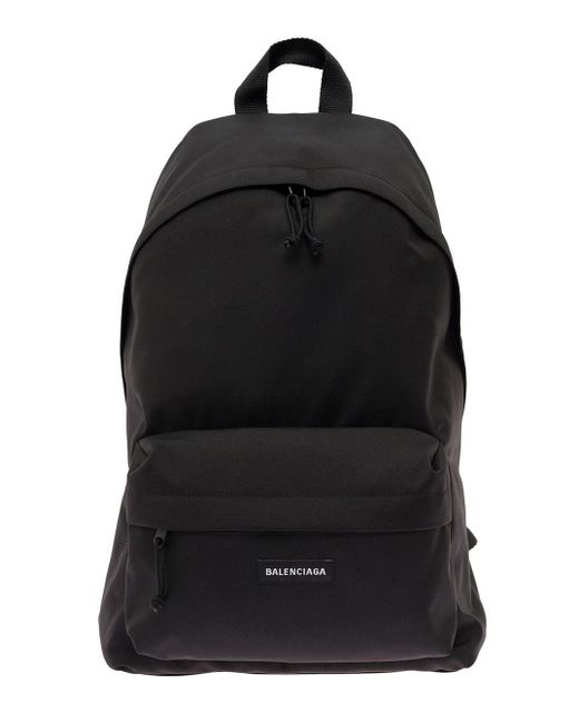 Balenciaga Black Explorer Nylon Backpack With Logo Man for men