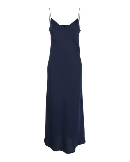 Plain Blue Dress With Thin Straps