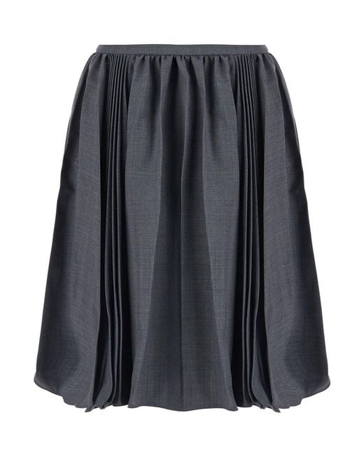 ShuShu/Tong Black Pleated Skirt With 50% Wool And 50% Polyester