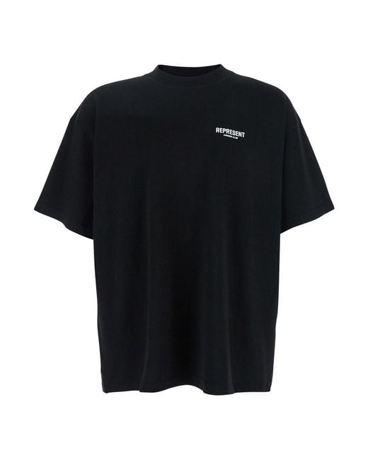 Represent Black T-Shirt With Logo Cotton for men