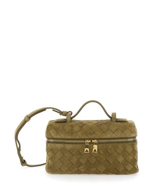 Bottega Veneta Green Vanity Case With Intreccio Motif