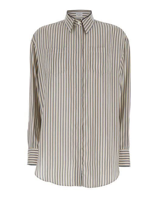 Brunello Cucinelli Gray Striped Shirt