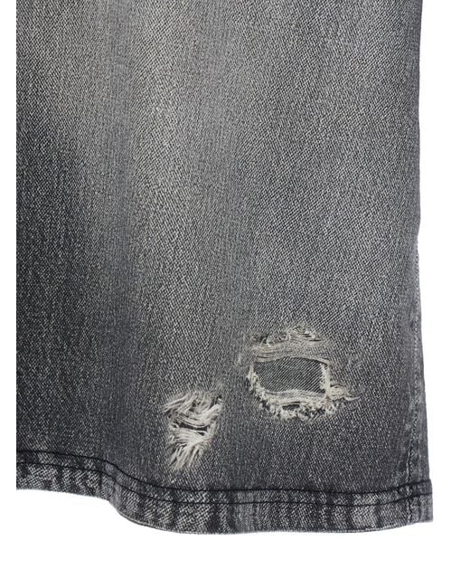 DIESEL Gray T-Shirt With Dropped Shoulder And Crew Neck Faded Effect for men