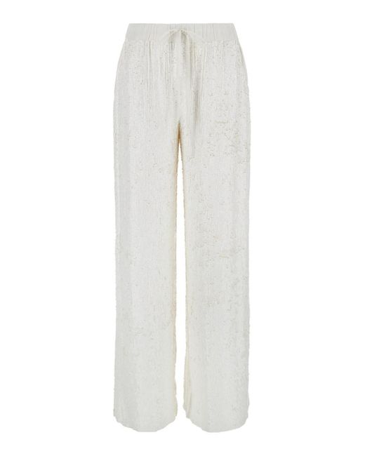P.A.R.O.S.H. White Straight Pants With Sequins