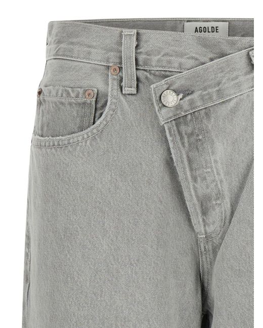 Agolde Gray Jeans With Criss Cros Detail