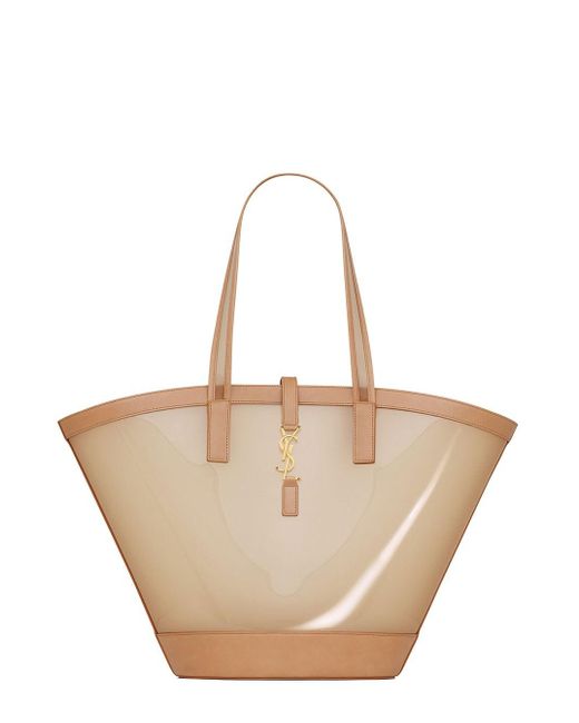 Borsa Shopper 'Panier Media' Con Cassandre di Saint Laurent in Natural