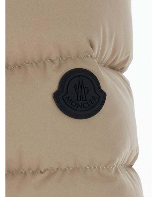 Moncler Brown 'Herbes' Down Jacket With Hood And Logo Patch On The Sle