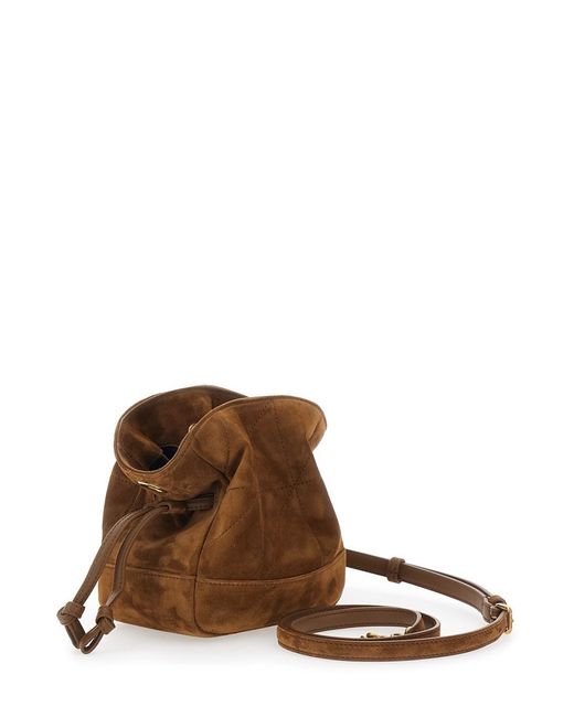 Saint Laurent Brown 'Jamie Mini' Crossbody Bag With Cassandre Logo Plate On The Front