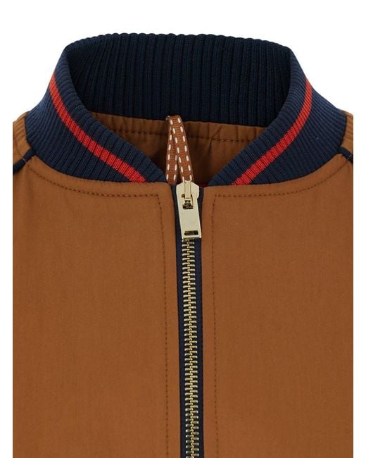 ..,merci Brown Bomber Jacket With Ribbed Bomber Collar And Drawstring Wai