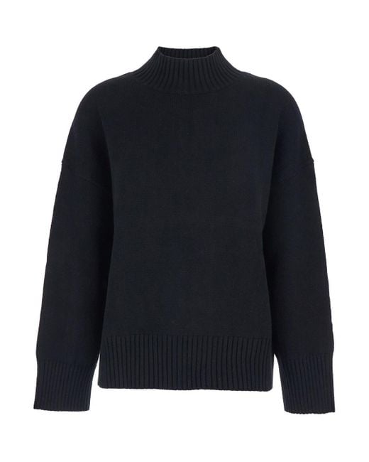 Le Plain Blue Turtleneck Sweater With Dropped Shoulder
