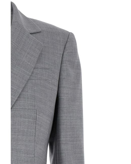 Brunello Cucinelli Gray Single-Breasted Jacket With Notched Revers