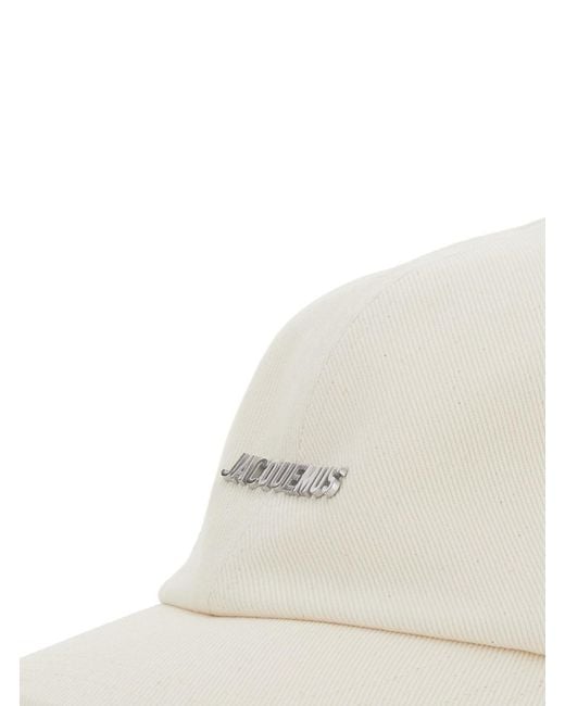 Jacquemus White 'La Casquette Gadjo' Baseball Cap With Logo Lettering On The Front