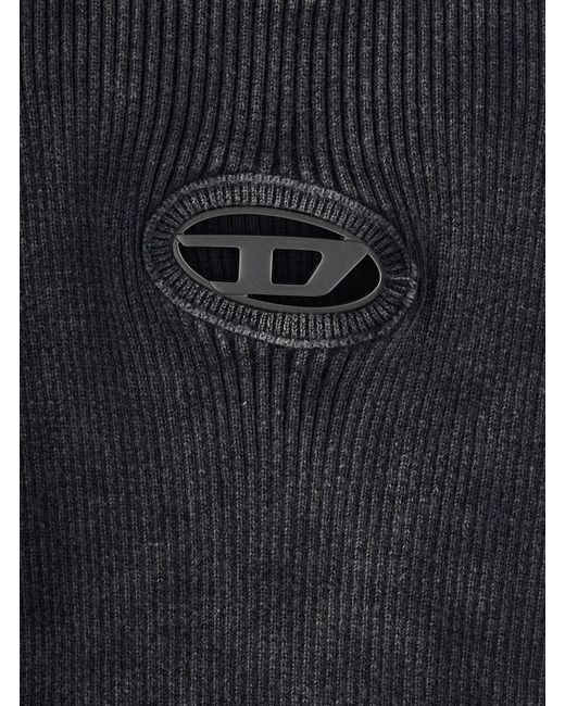 DIESEL Blue Crewneck Sleeveless Dress With Cut-Out Logo On The Front