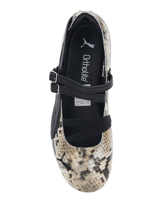 PUMA Black Ballet Shoes Speedcat Ballet Snake Leather