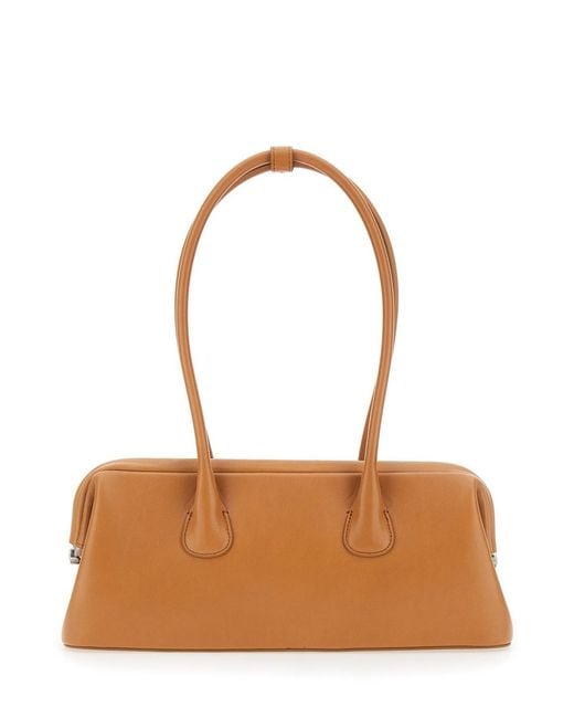OSOI Brown 'Boat Wide Mini' Shoulder Bag With Round Handles And Logo L