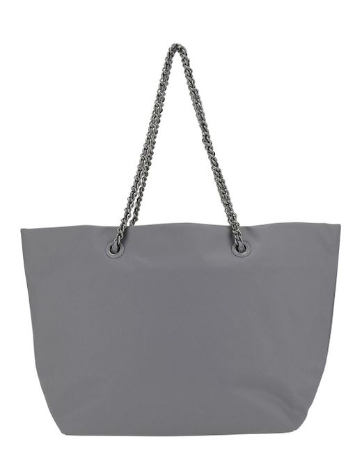 Tory Burch Gray 'Ella' Tote Bag With Logo Patch