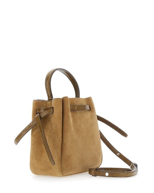 Tory Burch Brown Romy Bucket Bag With Leather Details