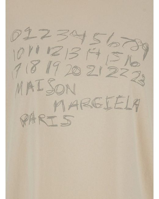 Maison Margiela White Crewneck T-Shirt With Maxi Logo Print On The Front