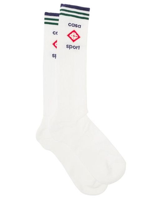 Casablancabrand White Ribbed Socks for men